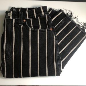 A&F Striped Ankle Straight Jeans